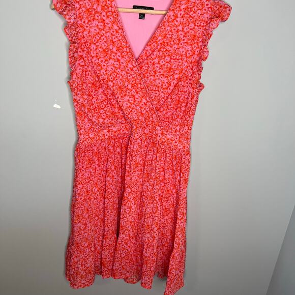 Rachel Zoe Floral Flutter Sleeve A-Line Dress in Pink and Orange Size 8 - Picture 7 of 16